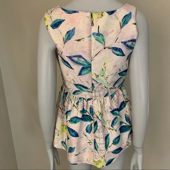 Anthropologie Leifsdottir Peplum Brocade Top Bird Pattern Metallic Sleeveless 0 - Picture 10 of 16